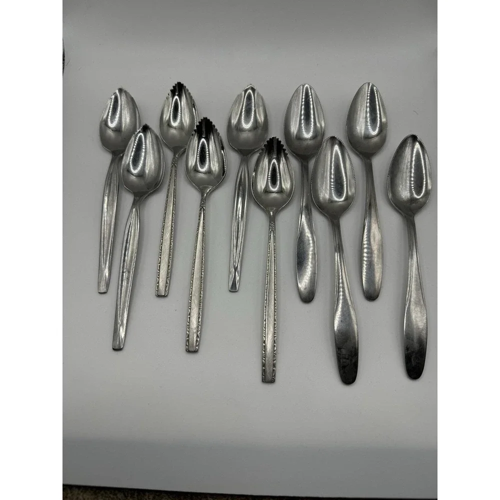 Oneida Grapefruit Spoon Serated Edge Flatware Mixed Lot‎ Of 10 WM Rogers & Other